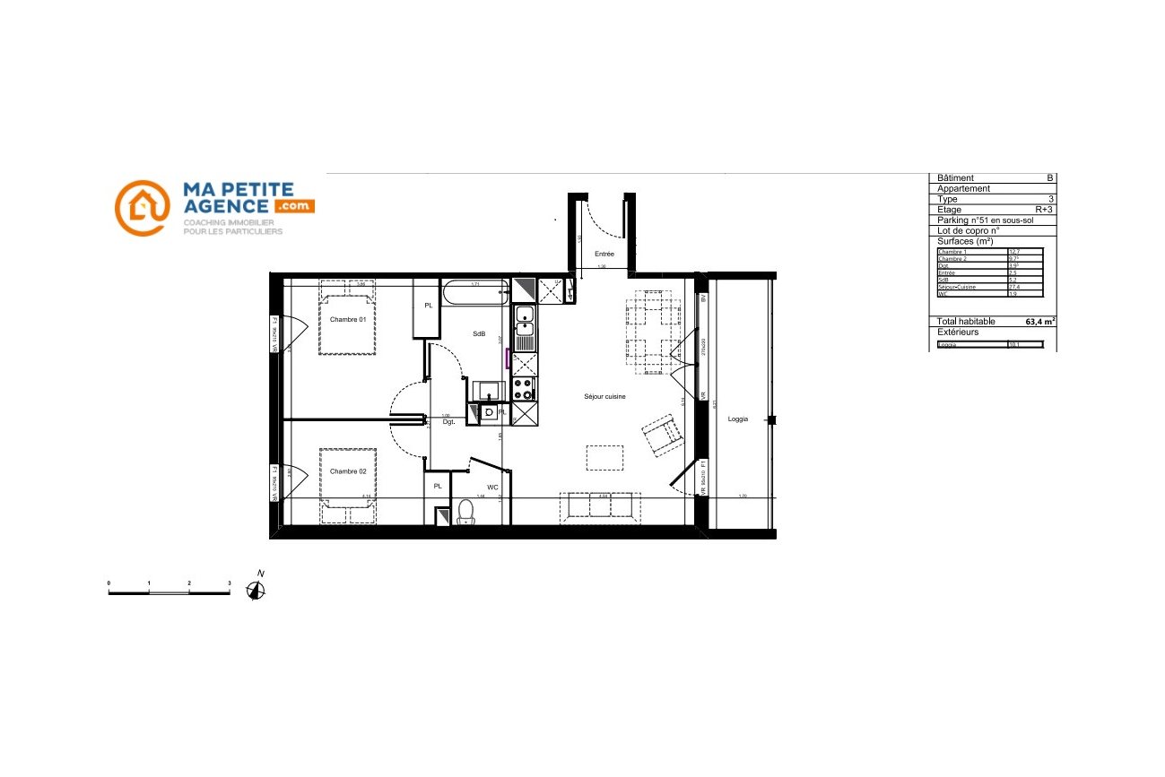 Appartement à vendre à Lormont 63 m² 223 308 € | Ma Petite Agence