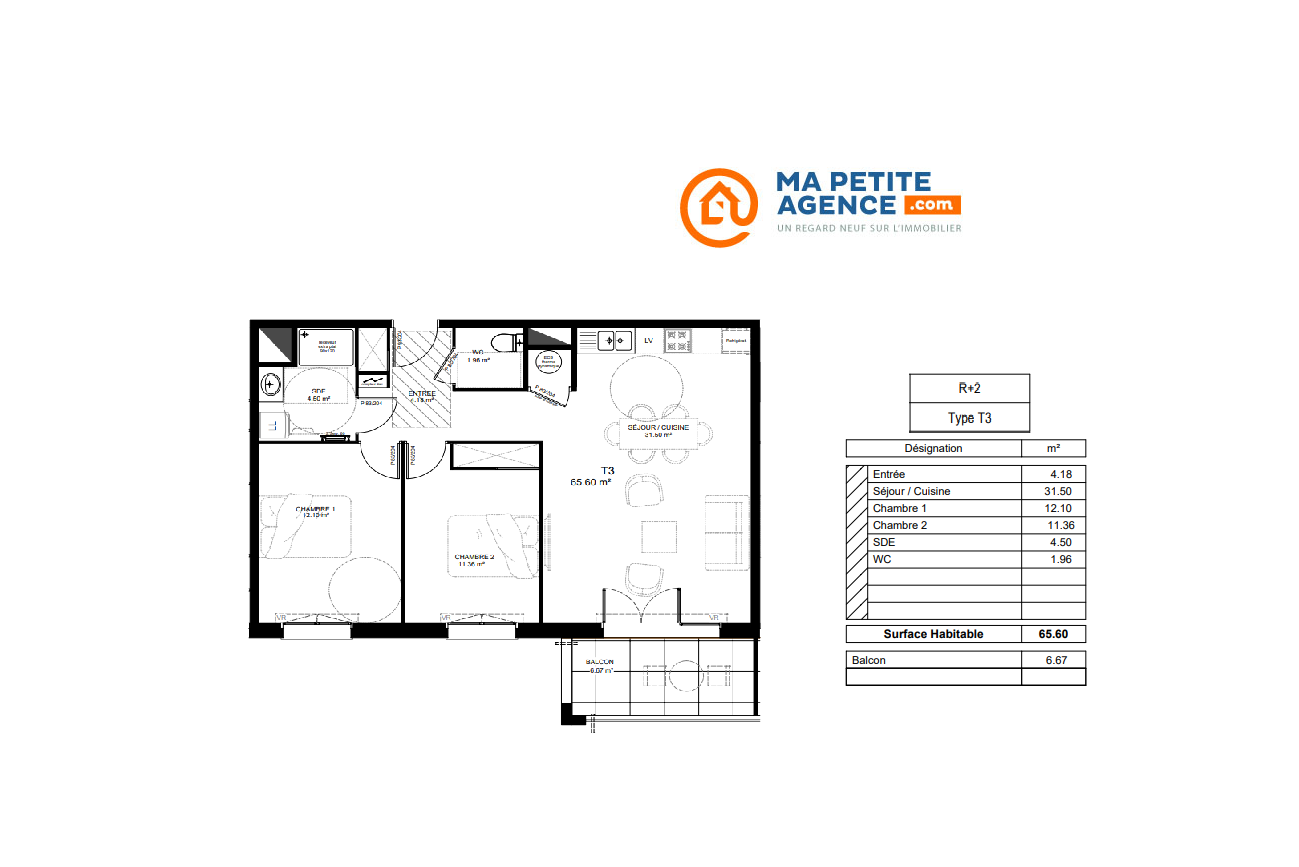 Appartement à vendre à Saint-Vincent-de-Tyrosse 66 m² 269 000 € | Ma Petite Agence