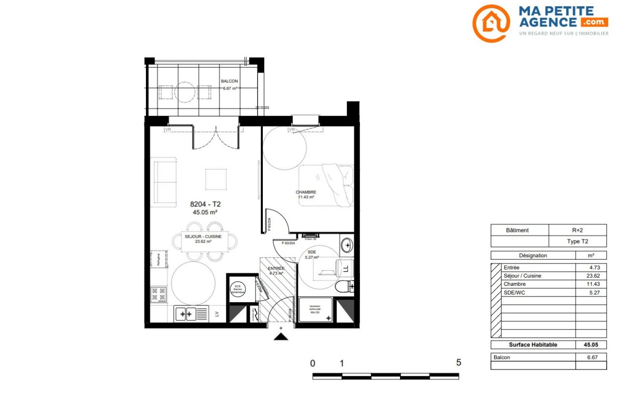 Appartement à vendre à Saint-Vincent-de-Tyrosse 45 m² 219 000 € | Ma Petite Agence