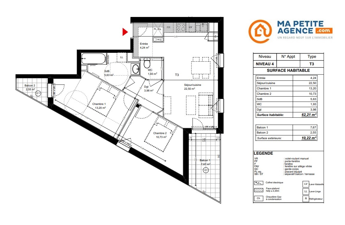 Appartement à vendre à TOULOUSE 62 m² 196 933 &euro; | Ma Petite Agence