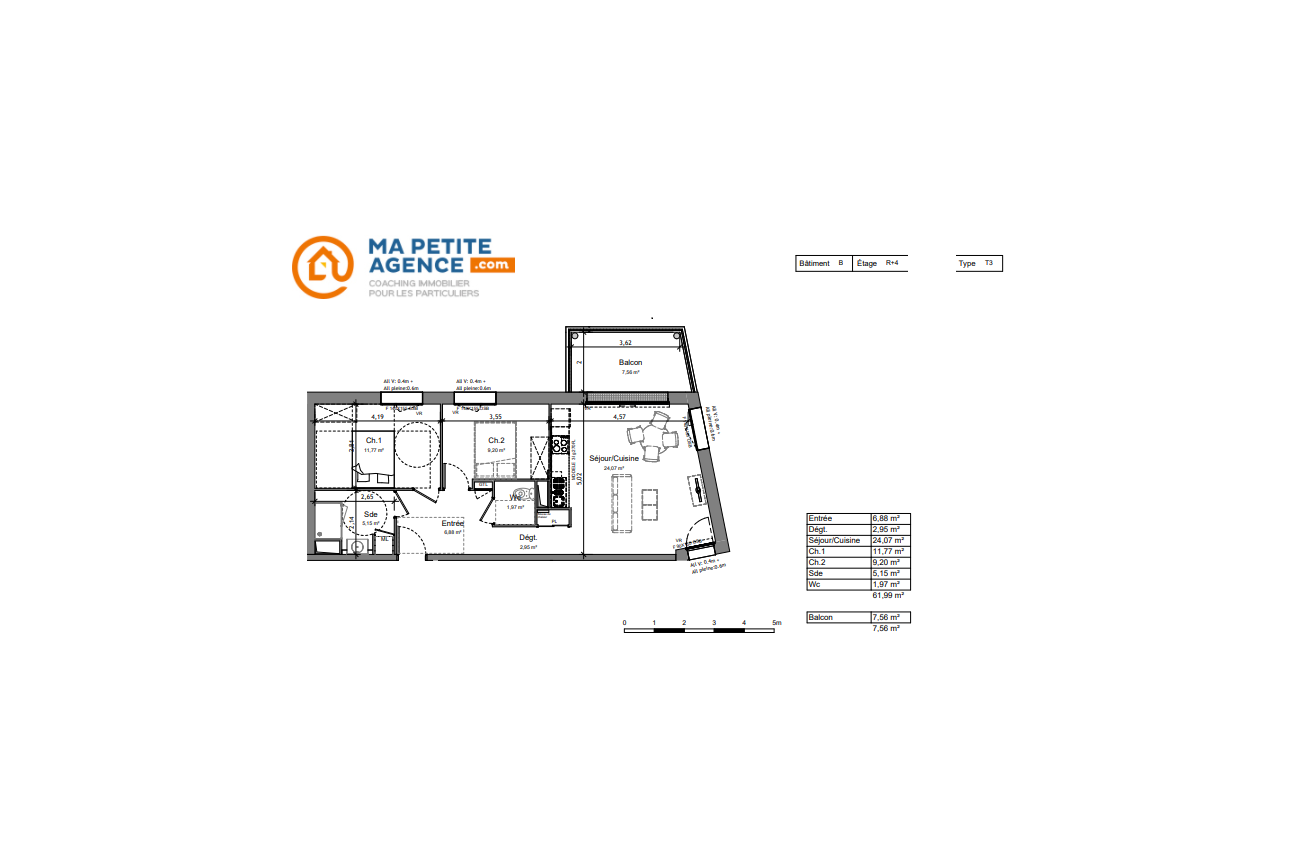 Appartement à vendre à Angers 61 m² 267 000 € | Ma Petite Agence