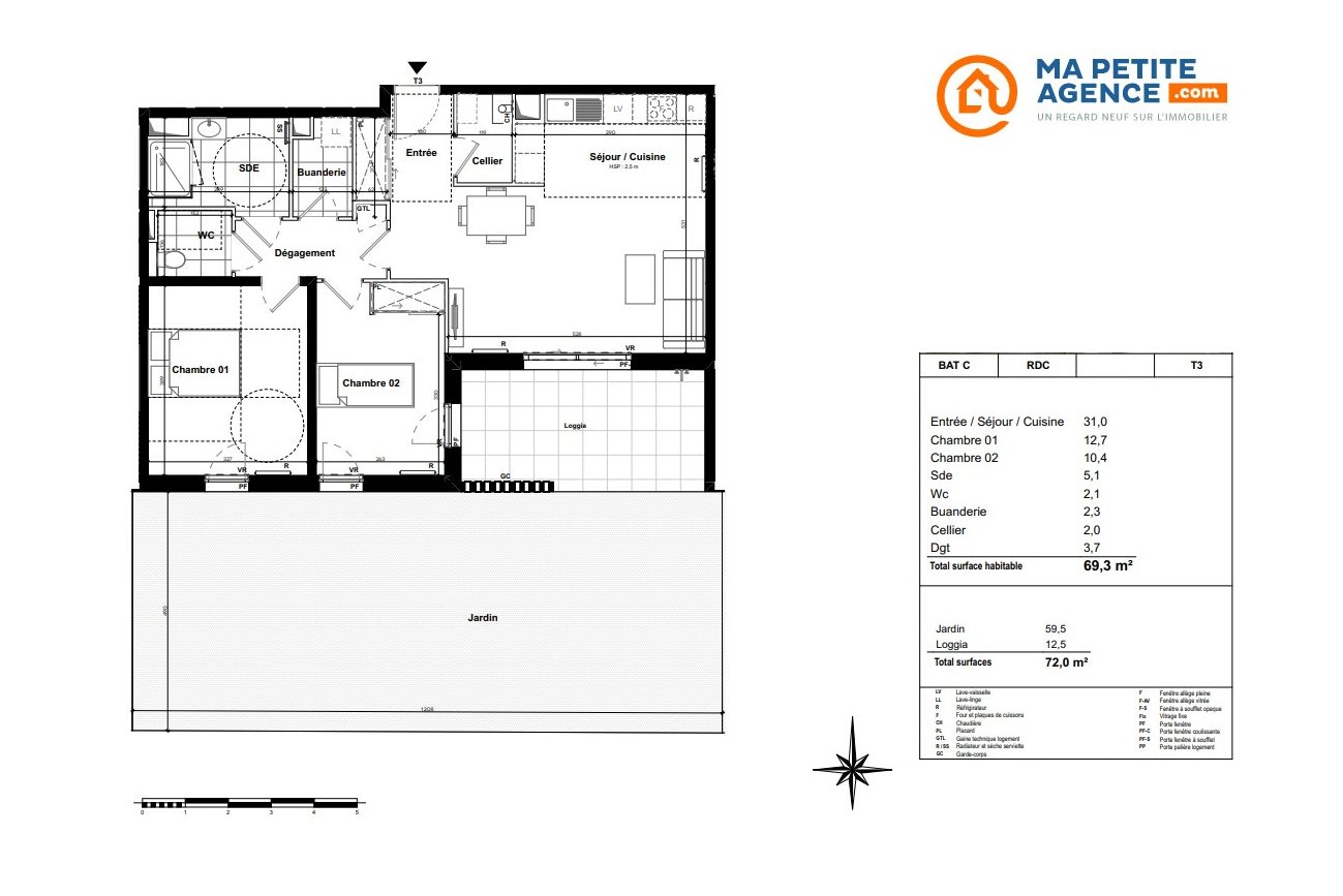 Appartement à vendre à PESSAC 69 m² 337 000 € | Ma Petite Agence
