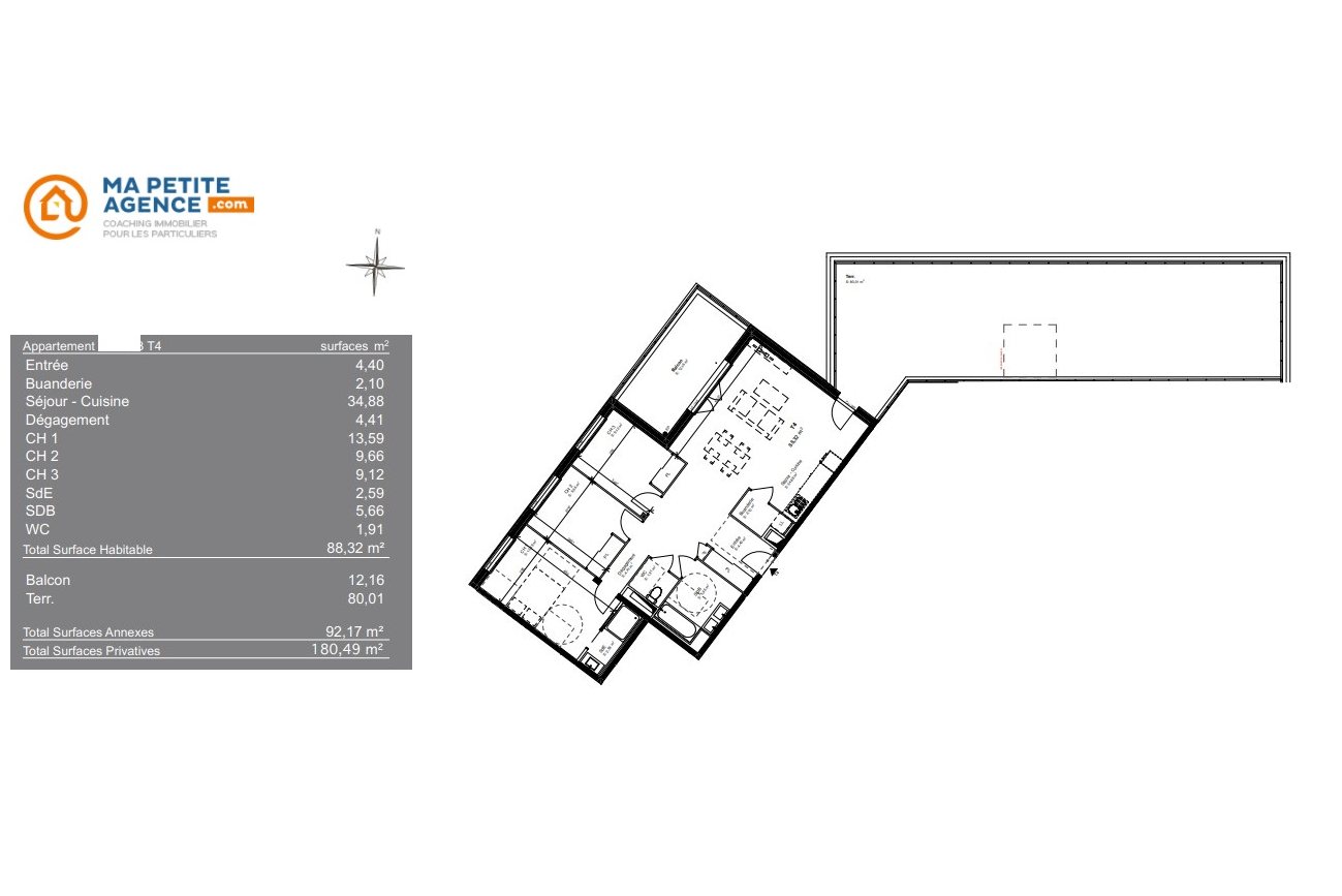 Appartement à vendre à Blagnac 88 m² 363 500 € | Ma Petite Agence